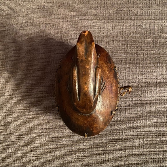 Vintage Indonesian Lombok Hand Carved Frog Woven Bamboo Lid Basket Trinket Box - Picture 6 of 12